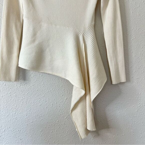 3.1 Phillip Lim Ribbed Sweater With Waist Tie Antique White Beige Size Small - Picture 6 of 13